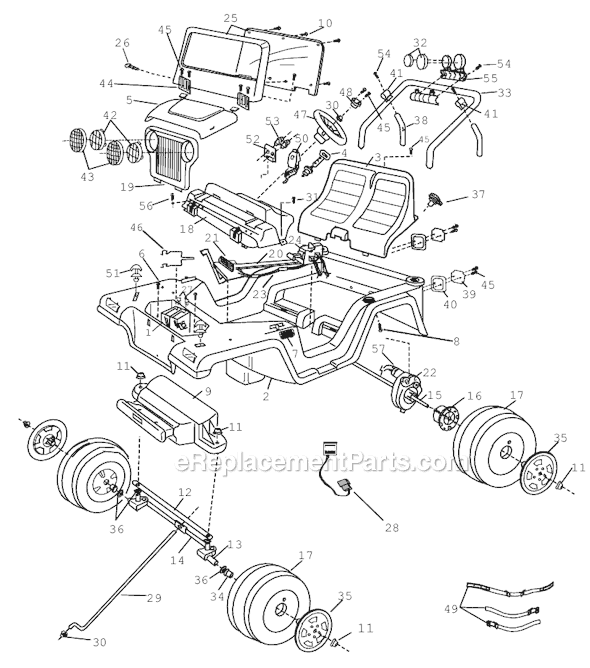 Page A Diagram and Parts List for 78538-9993  Power Wheels Ride-On Cars